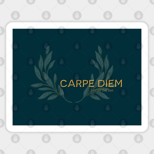 Carpe Diem, Seize the Day. Latin maxim. Sticker by Stonework Design Studio